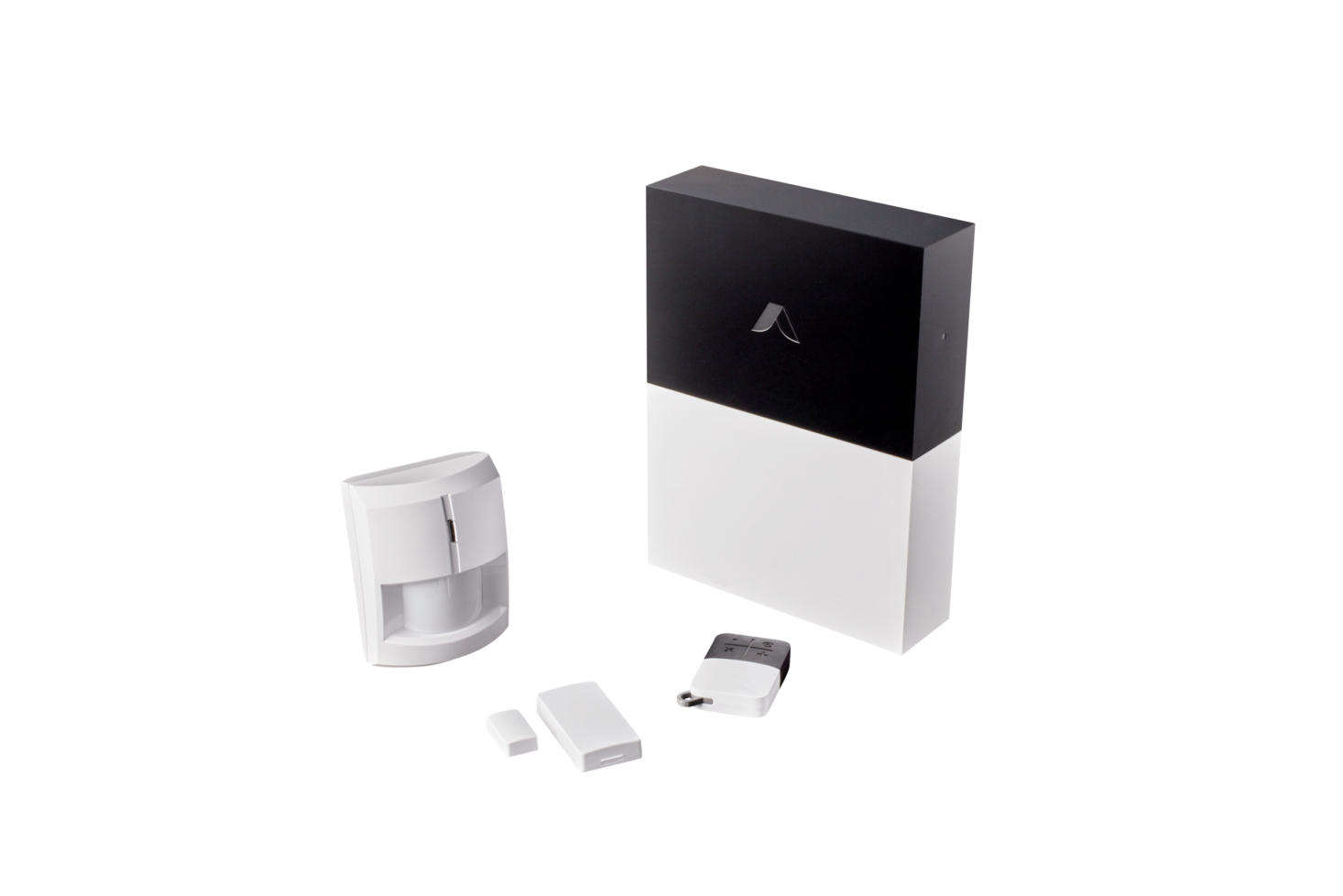 The abode Essentials kit comes with a system hub, which they call the “Gateway,” a mini door/window sensor, a remote key fob, and a motion sensor. Setting up the kit is easy to do yourself, and takes less than 30 minutes.