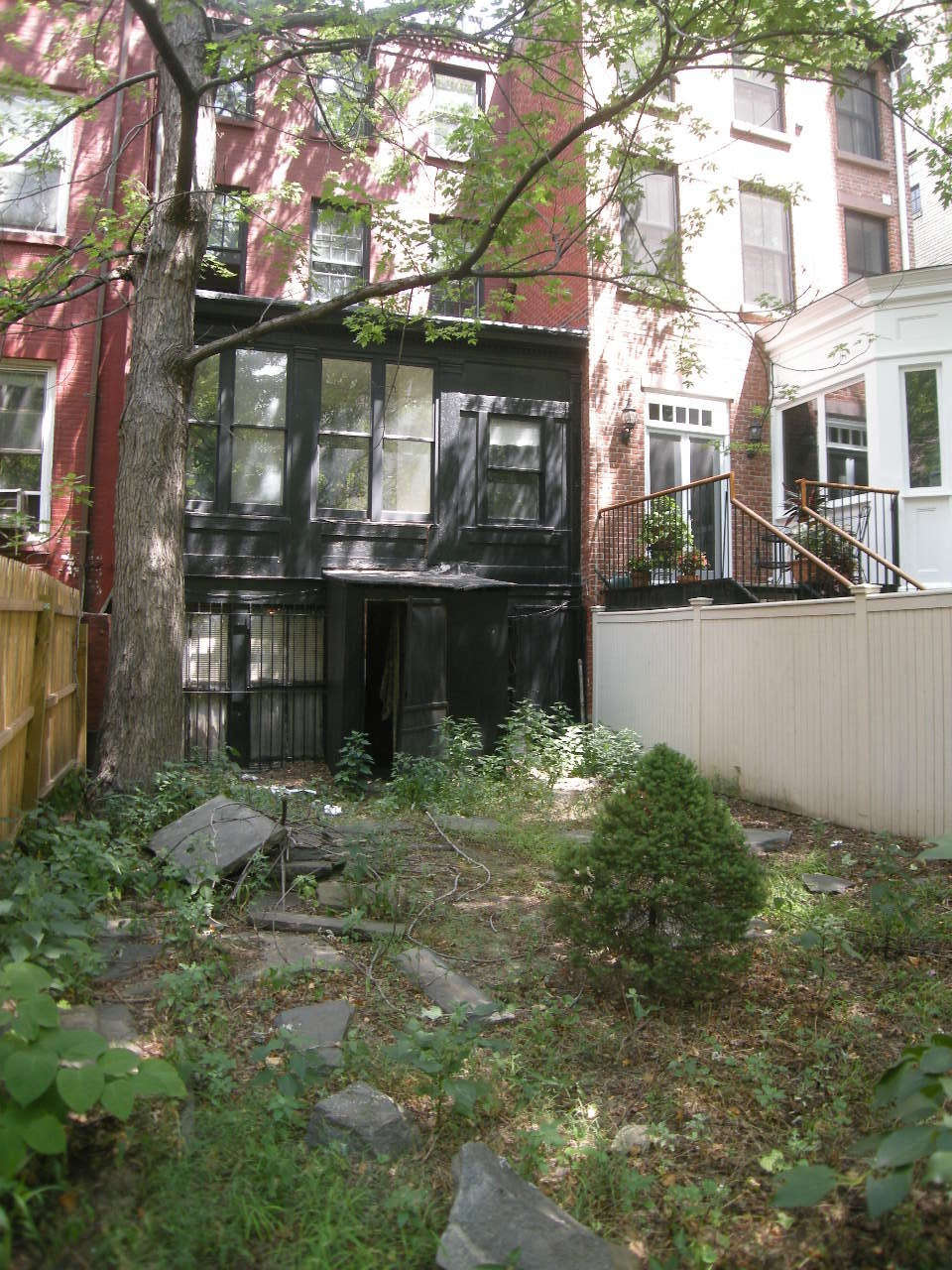 The tea room addition as found: it was likely added a century after the house was built and lacked a foundation.