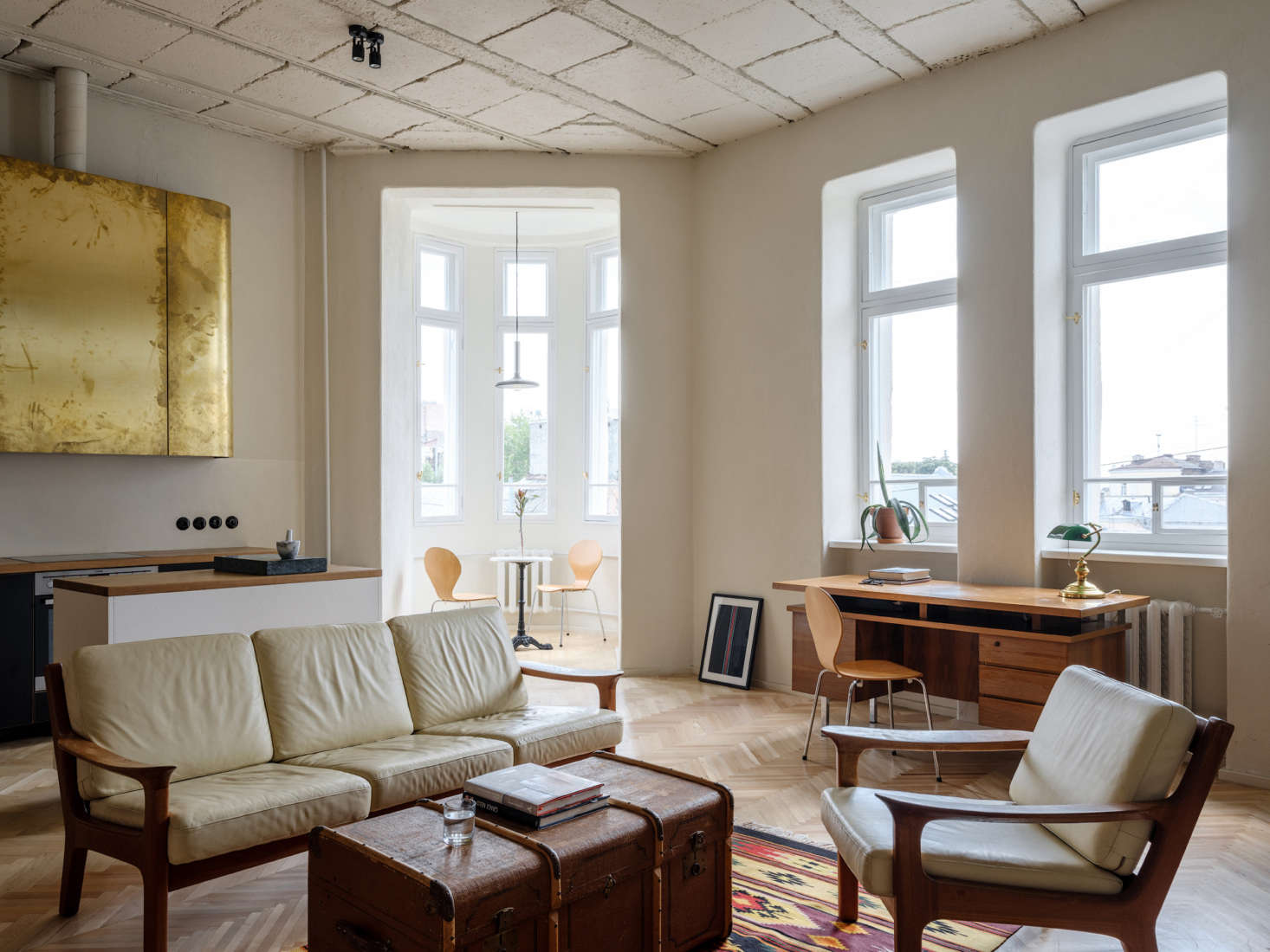 The kitchen in context. See more in A Kiev Architect’s Well-Planned Lair for a Friend.