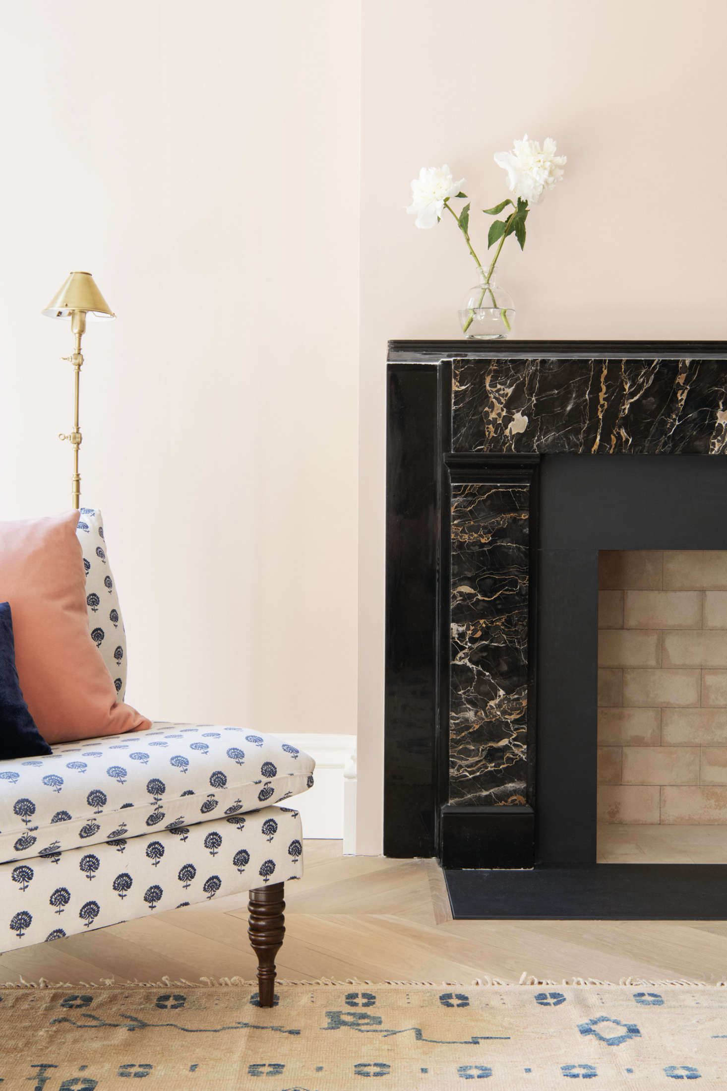 The room’s Greek Revival Portoro marble mantel was sourced from Demolition Depot—it came out of a house of the same period in the West Village.