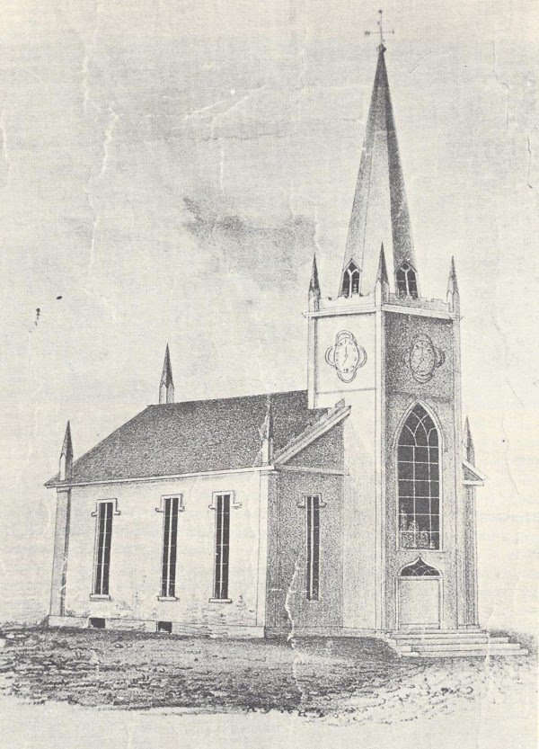 An etching of the building