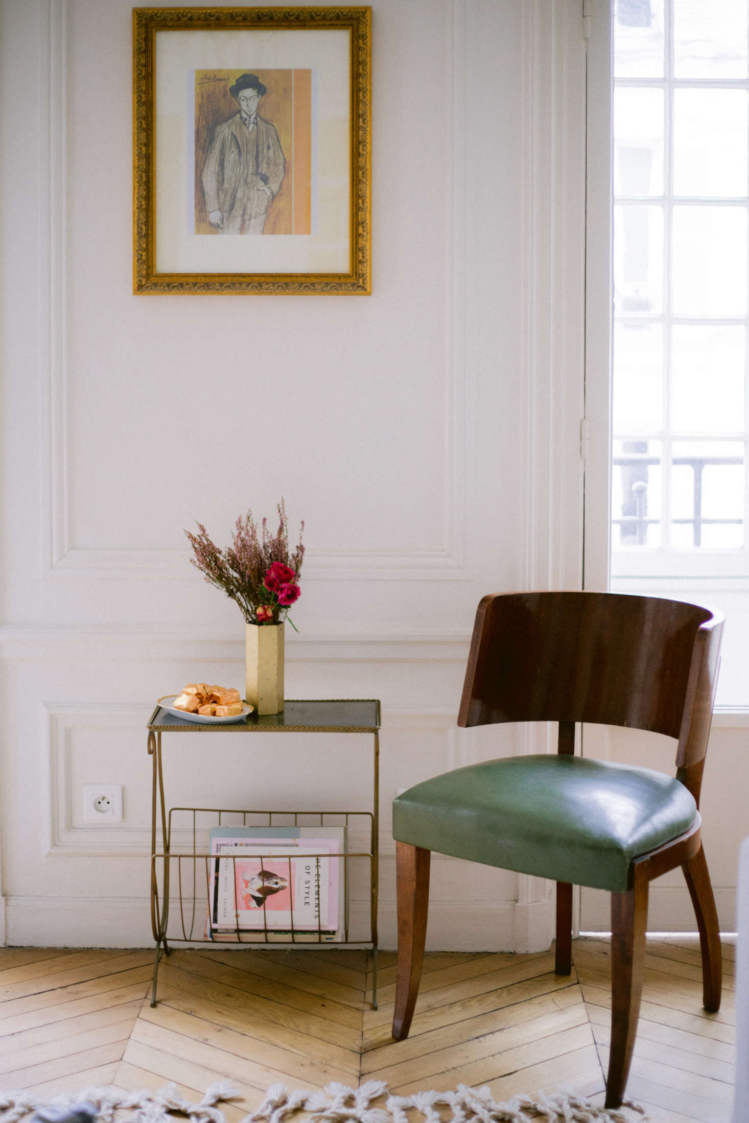 A side table, stashed with bonbons.