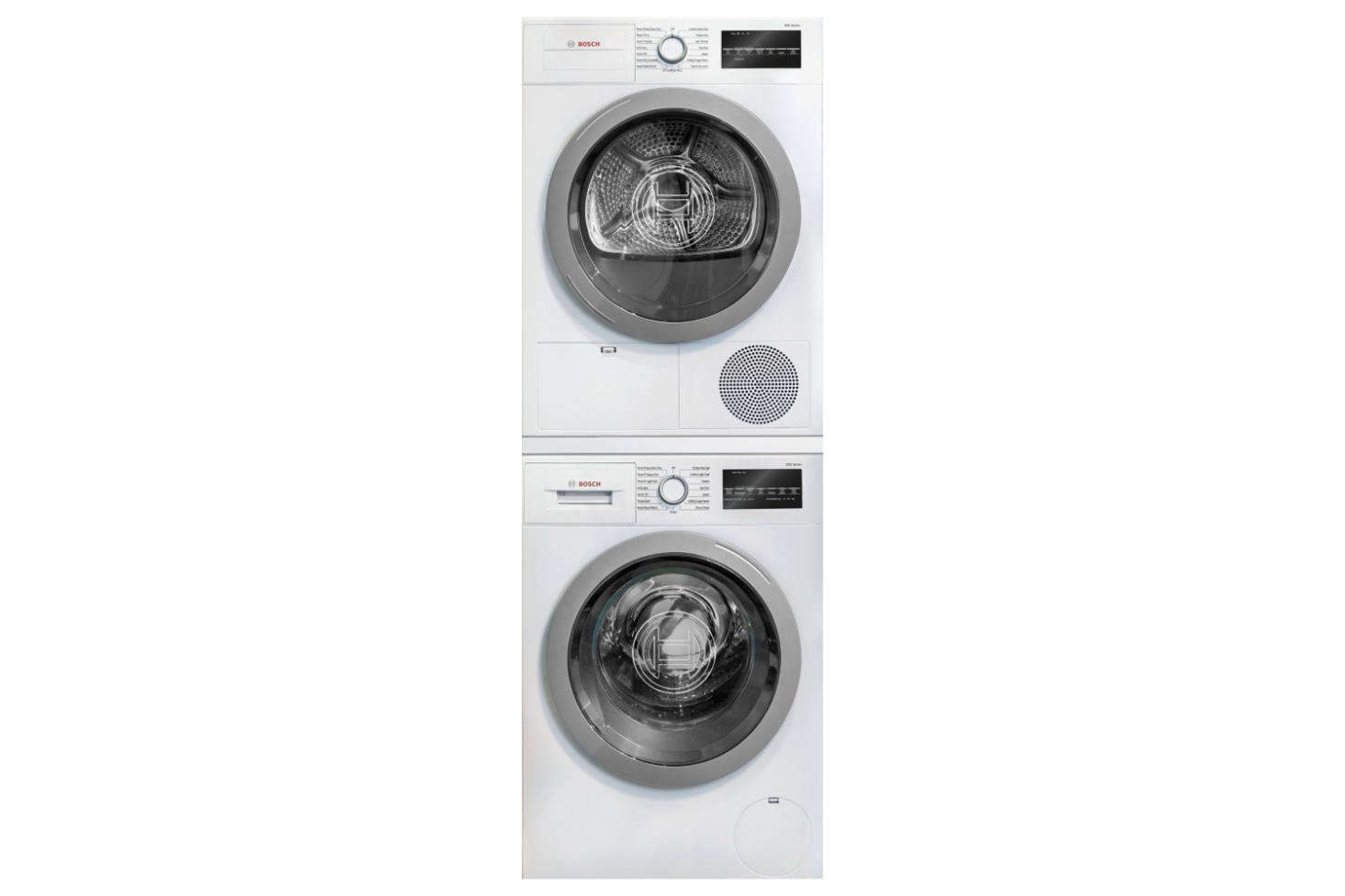 The Bosch 500 Series Stacked Washer & Dryer Set (BOWADREUC3) is $2,282.30 at AJ Madison. For more see our post 10 Easy Pieces: Stackable Washer/Dryers.