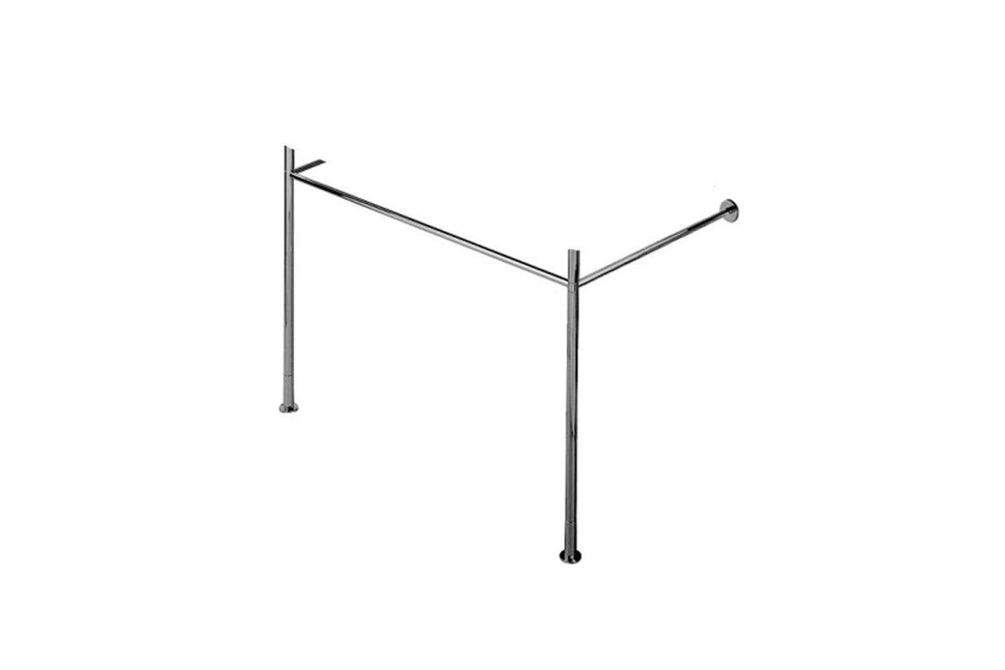 The basin stands on the Duravit (0030711000) Height Adjustable Metal Console Vero Chrome; $597 at Amazon.