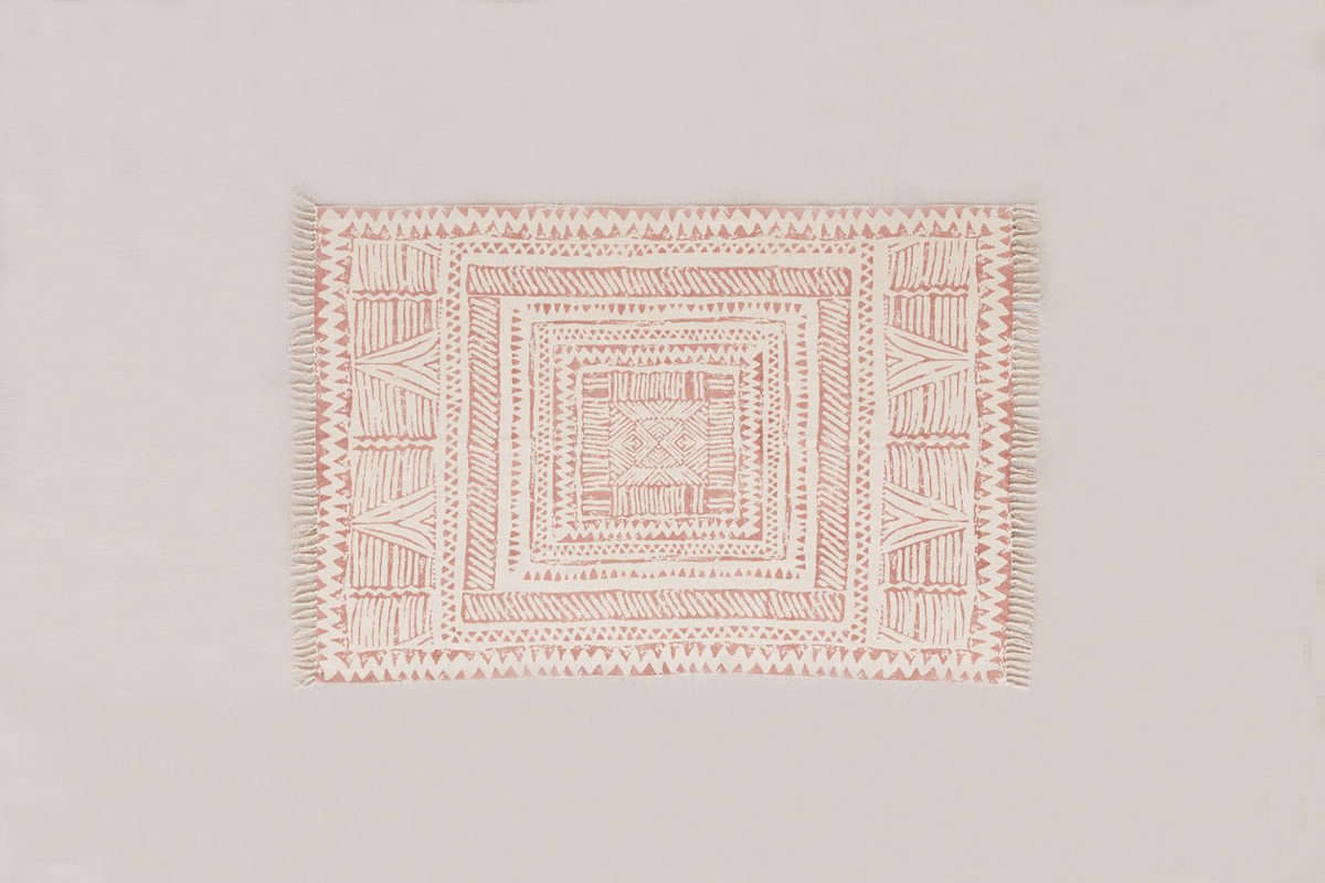 Rethink Pink 14 Favorite Graphic Un Frilly Rugs In Rose Hues The Ari Block Printed Rug Has A Graphic Print In Salmon Starting At 99 From