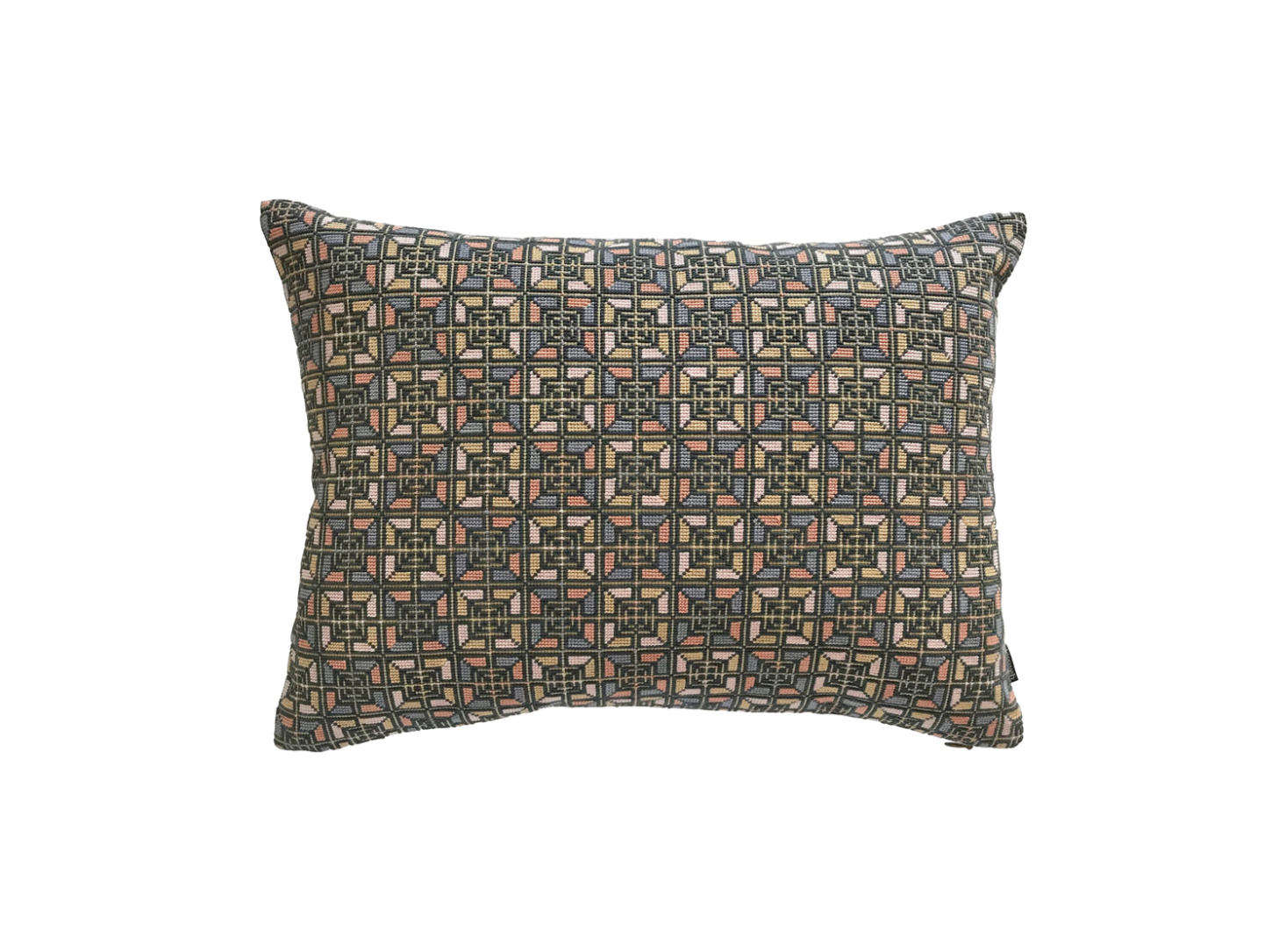 The Rana Pillow has a gray Italian linen back; $350.