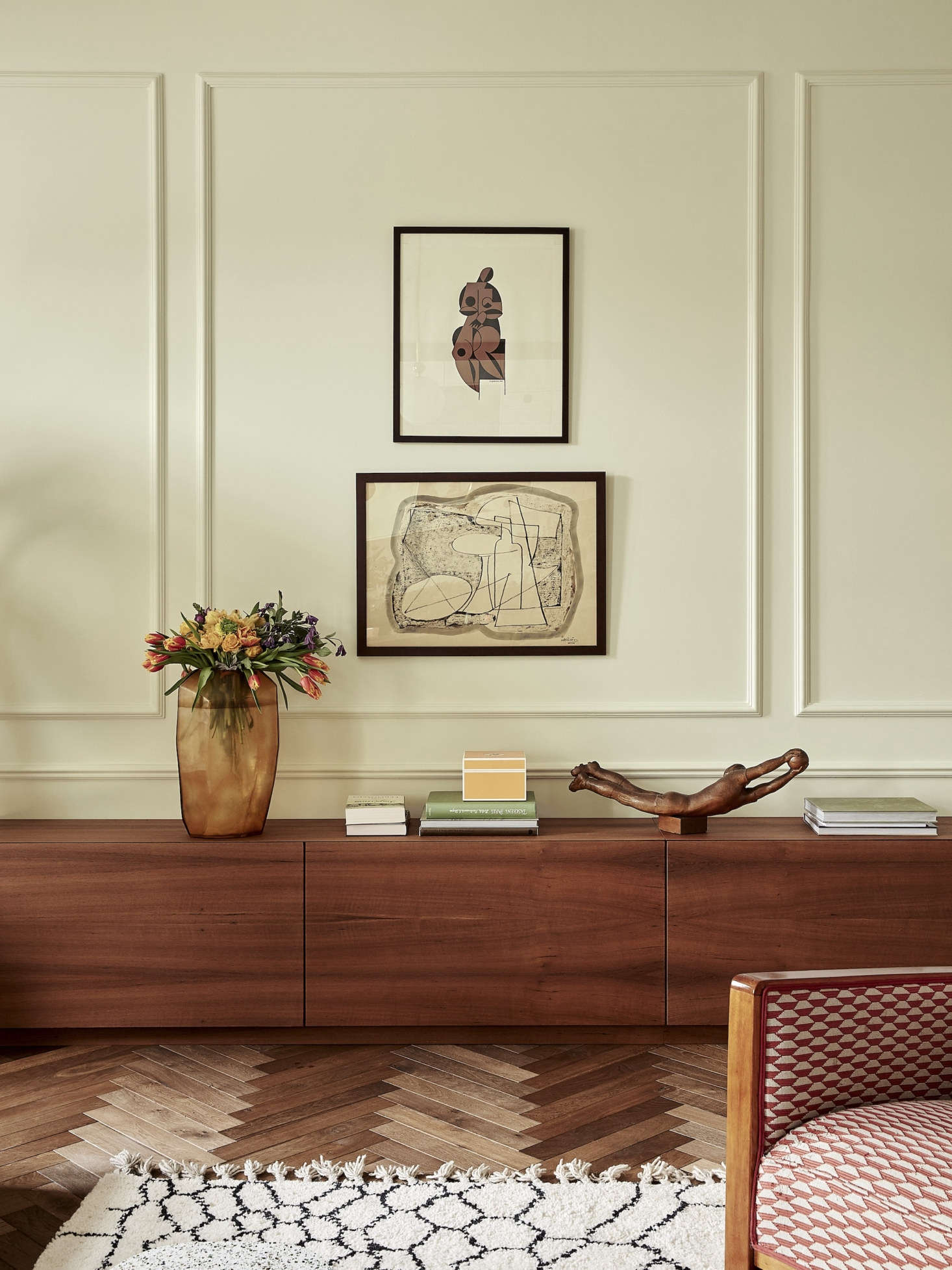 The wraparound teak cabinet, nicknamed 