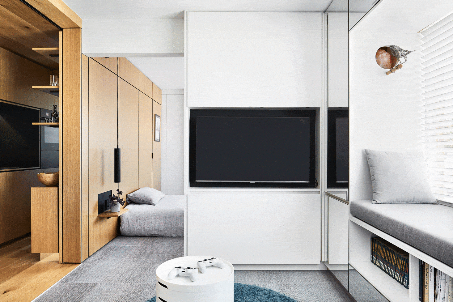 Proof that smaller is better in The Cult of the Micro-Apartment: 17 Tiny Spaces That Prove Smaller Is Better. Photograph by Tess Kelly, courtesy of Tsai Design.