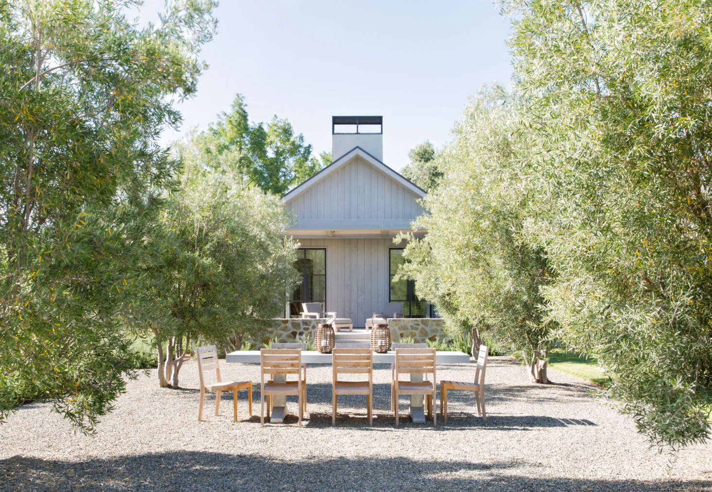 A gravel courtyard, for long, unhurried outdoor dinners.