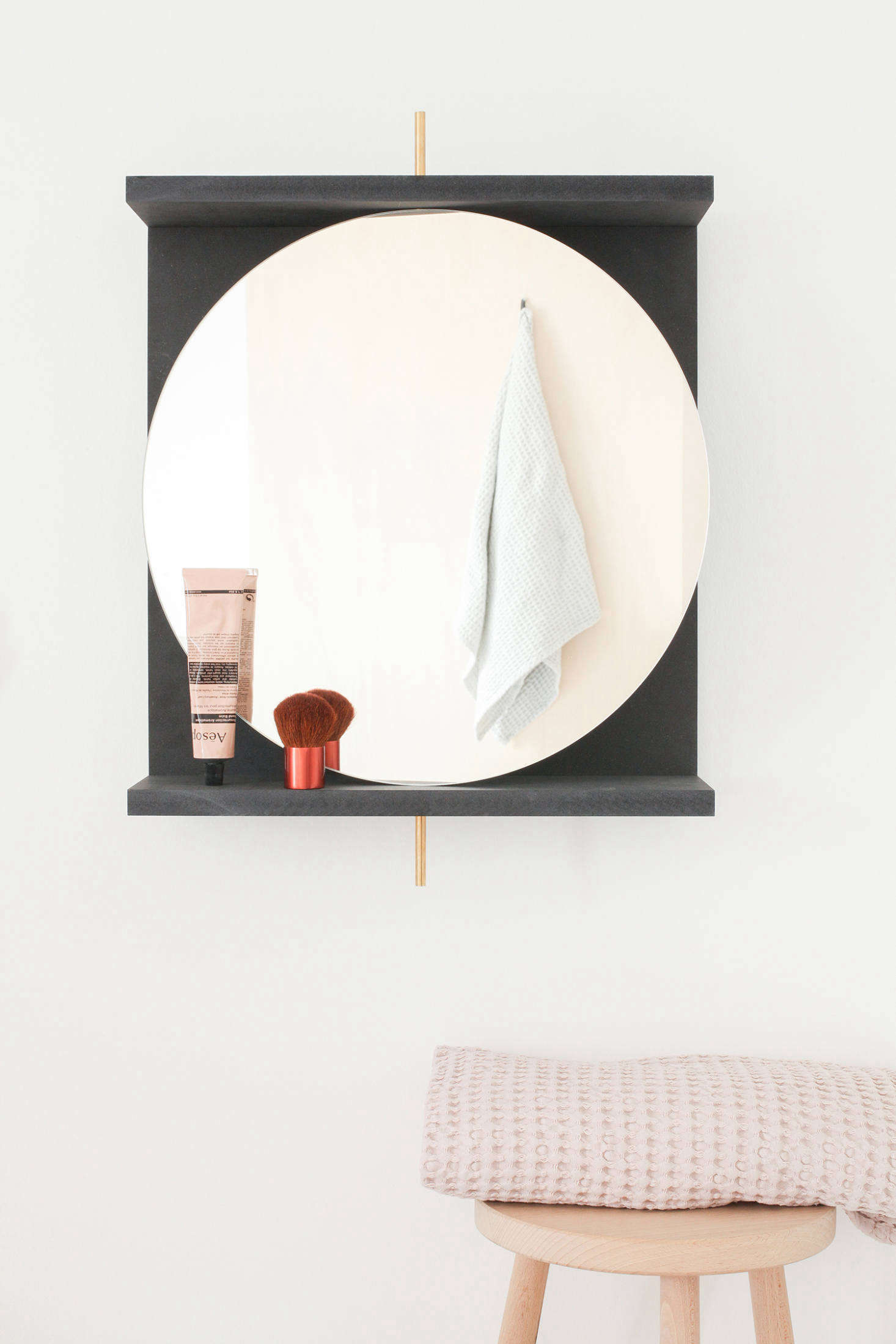 The shelf is just big enough to display a few pretty items.