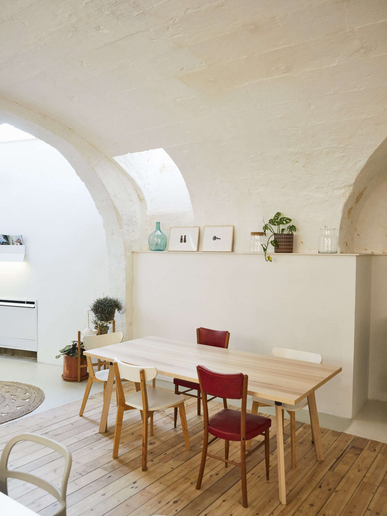 More combinations of vintage and Ikea in the dining area of the basement.