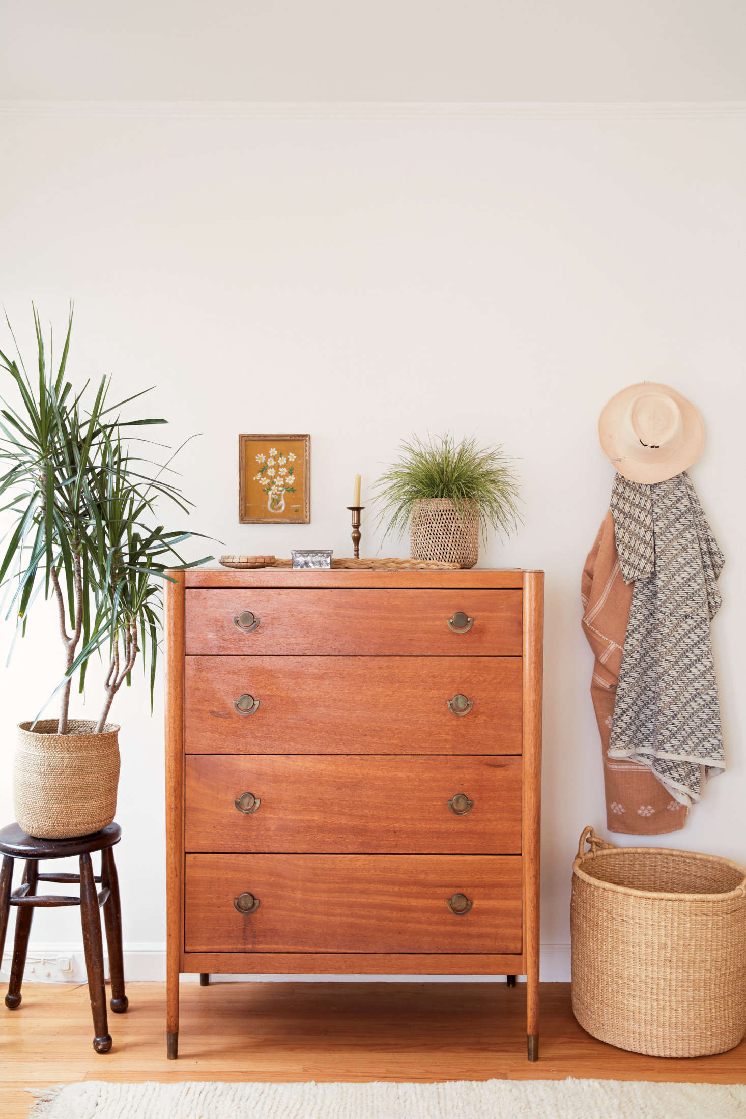 From the section on Nesting: a meditation on how, and from where, to source furniture, like this dresser, recently found at a flea market. It’s “not in perfect condition, which in Serena’s book is a plus,” the couple writes.