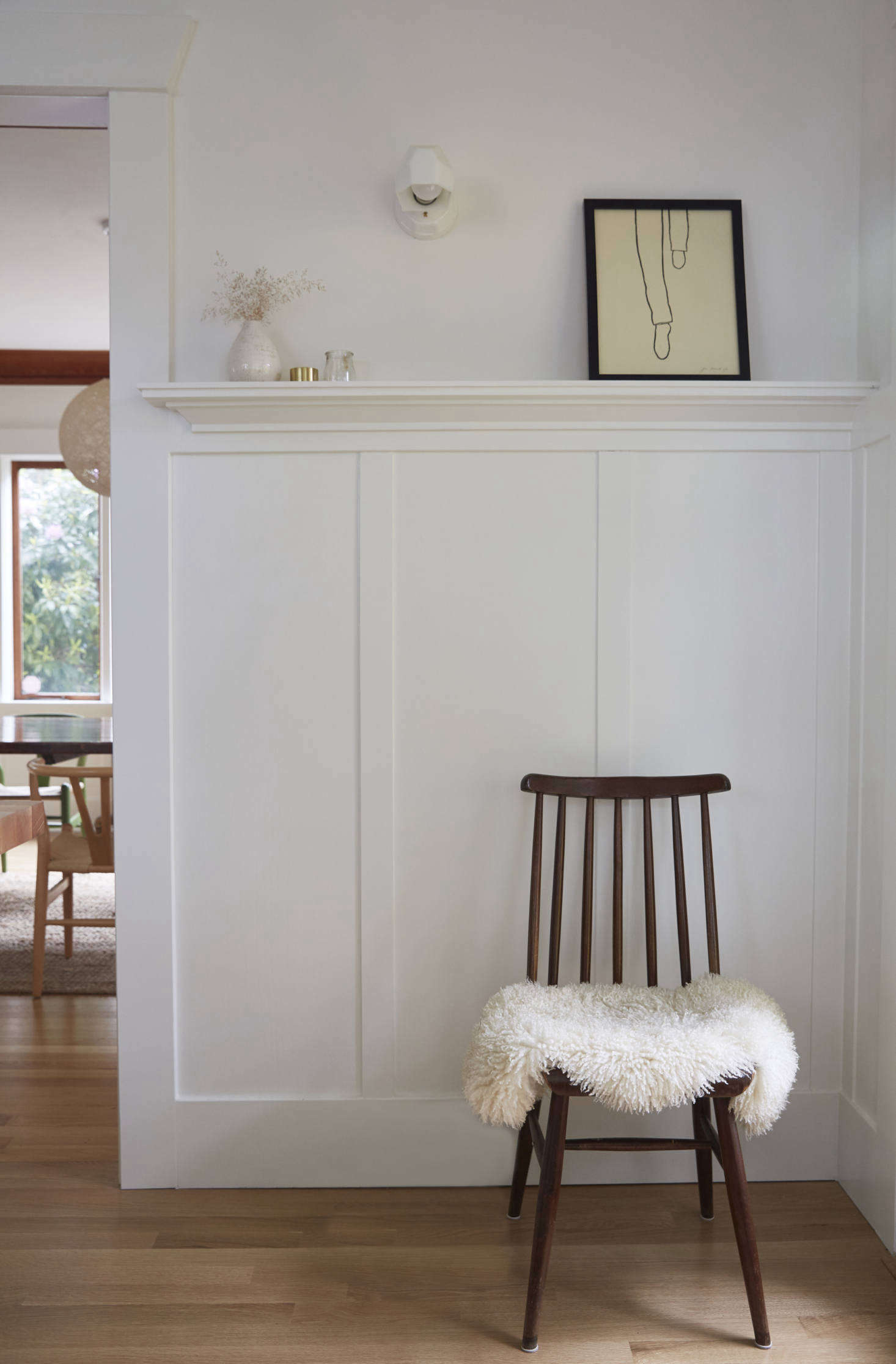 A quiet corner. The walls and millwork are painted Benjamin Moore