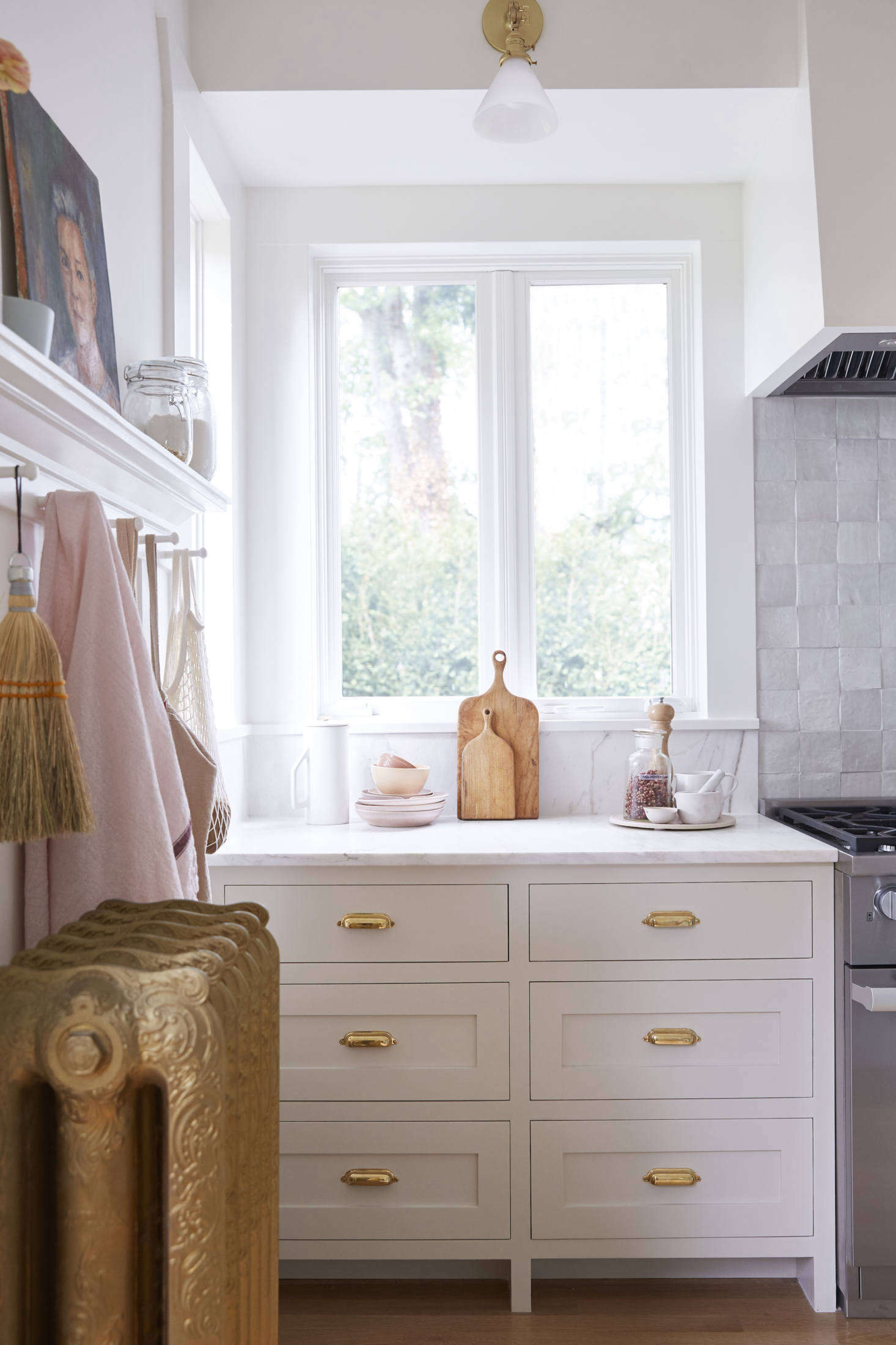 The countertops are Calacatta marble.