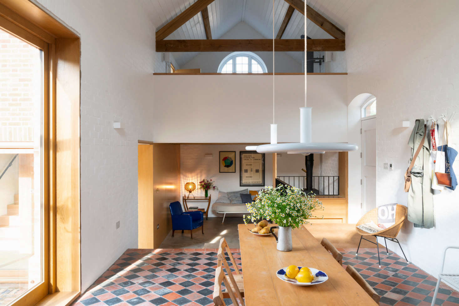 A huge selling point for Sandy was the building’s double-height interior. “My aim was to maintain the same feeling the space had when I first visited, and to not carve it up,” she says.