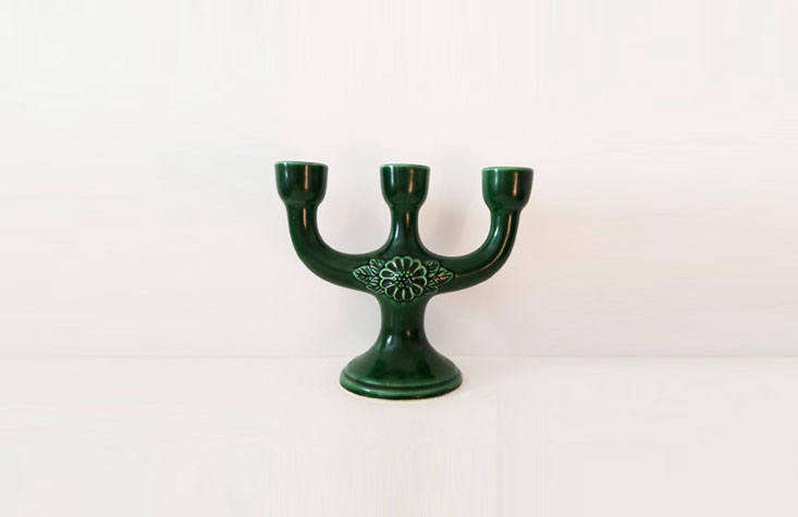 Those who prefer vintage or hand-made will be happy to hear that Etsy offers a wedding registry. “It’s a good source for things like vintage Scandinavian candlesticks,” Julie says, like this one, a one-of-a-kind Swedish Gabriel Keramik Three-Arm Candelabra, $46.13.