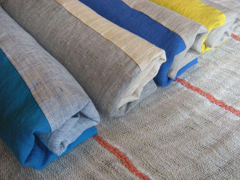 Substantial enough for two, Etsy seller Chosiette’s 56-by-70-inch Simone Beach Towel is handmade in the US from washed linen; $108