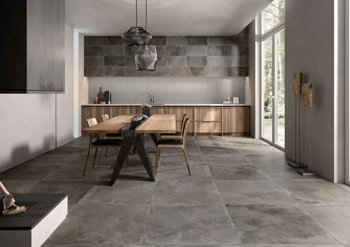 The Cocoon tile by Ricchetti has the look of a concrete floor, but is actually porcelain stoneware.