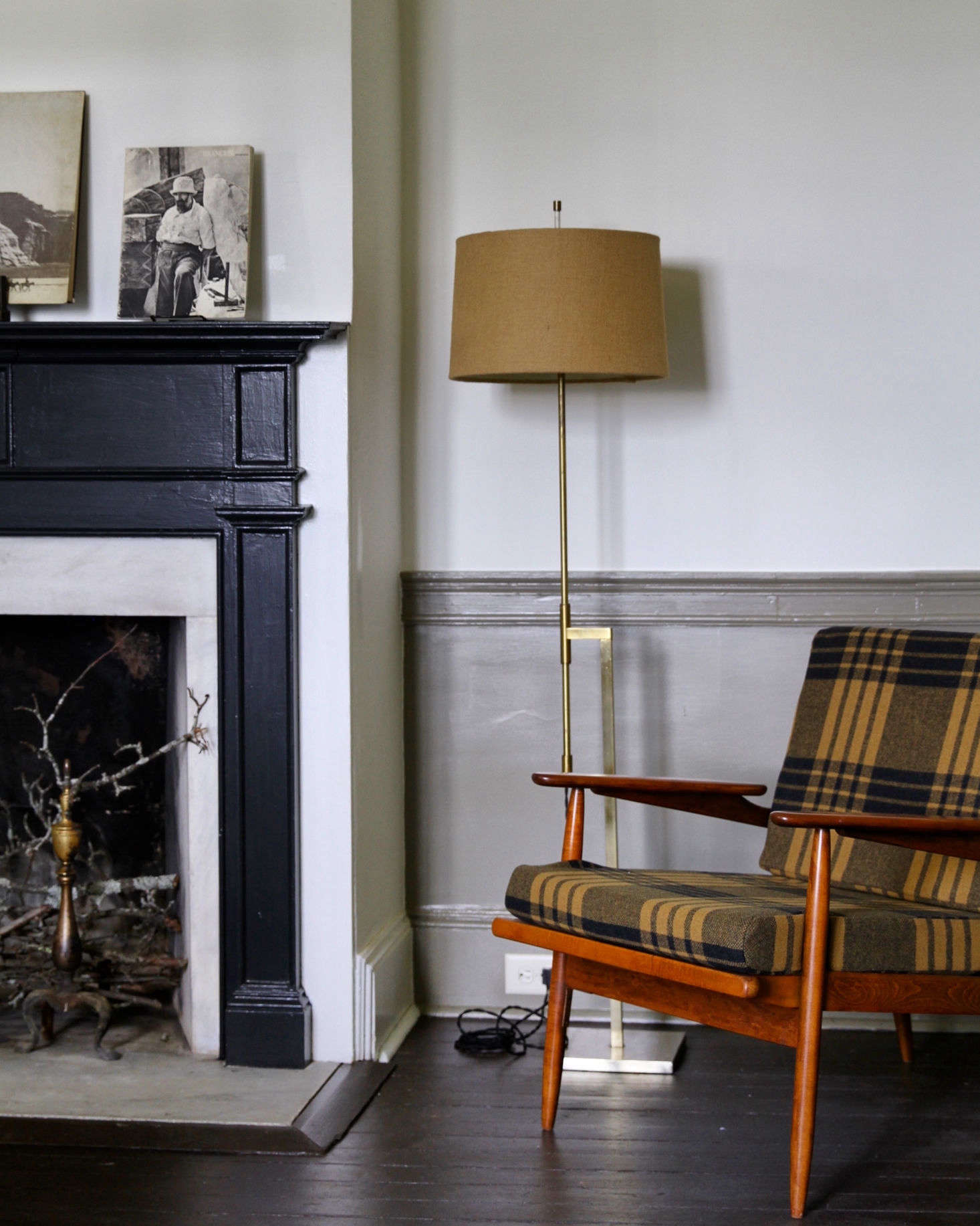 Every room also has a fireplace. A peaceful corner in guest room #4, with walls painted Cloud White and trim painted Hancock Gray.