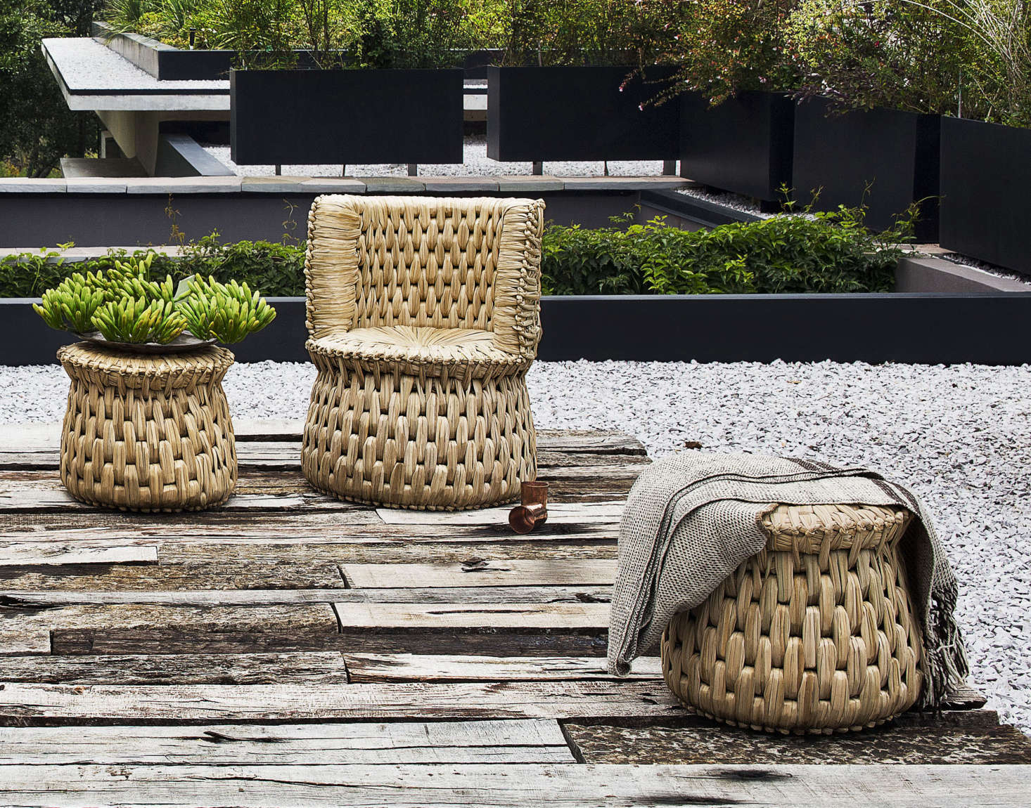Outdoor pieces from the Txt.ure Collection at Luteca.