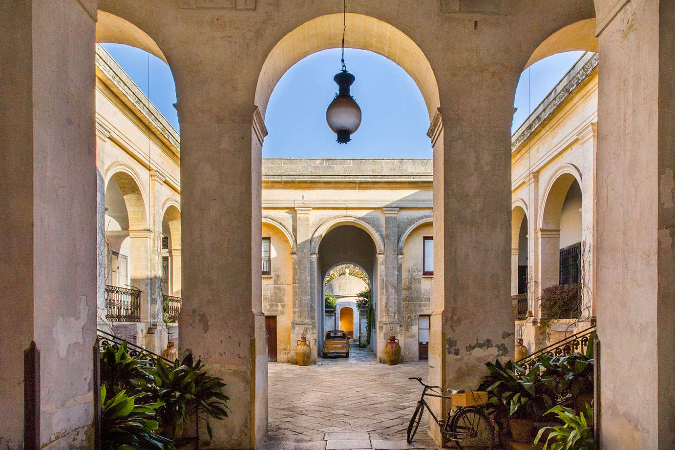 Into the courtyards.