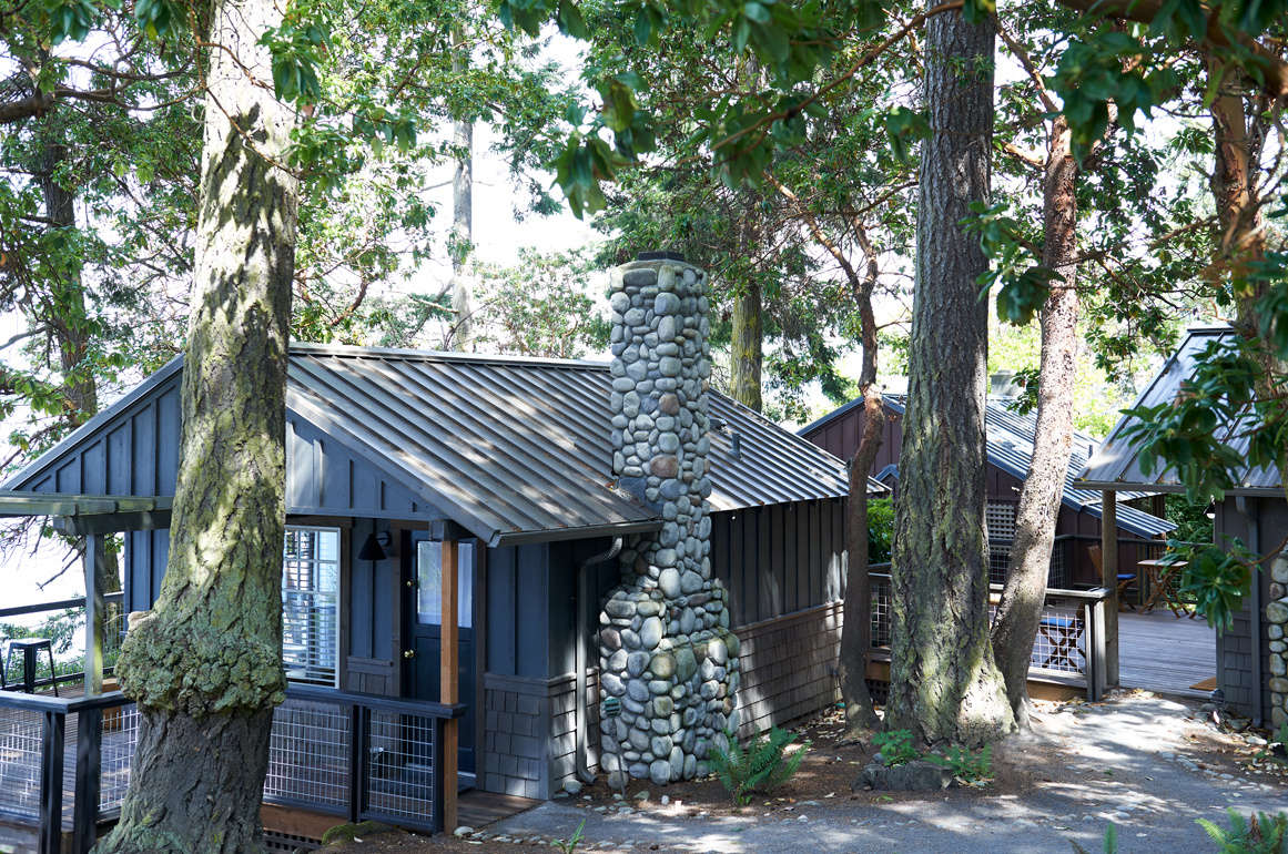 In addition to the lagoon rooms and the rooms in the main lodge, there are four cabins overlooking Penn Cove.