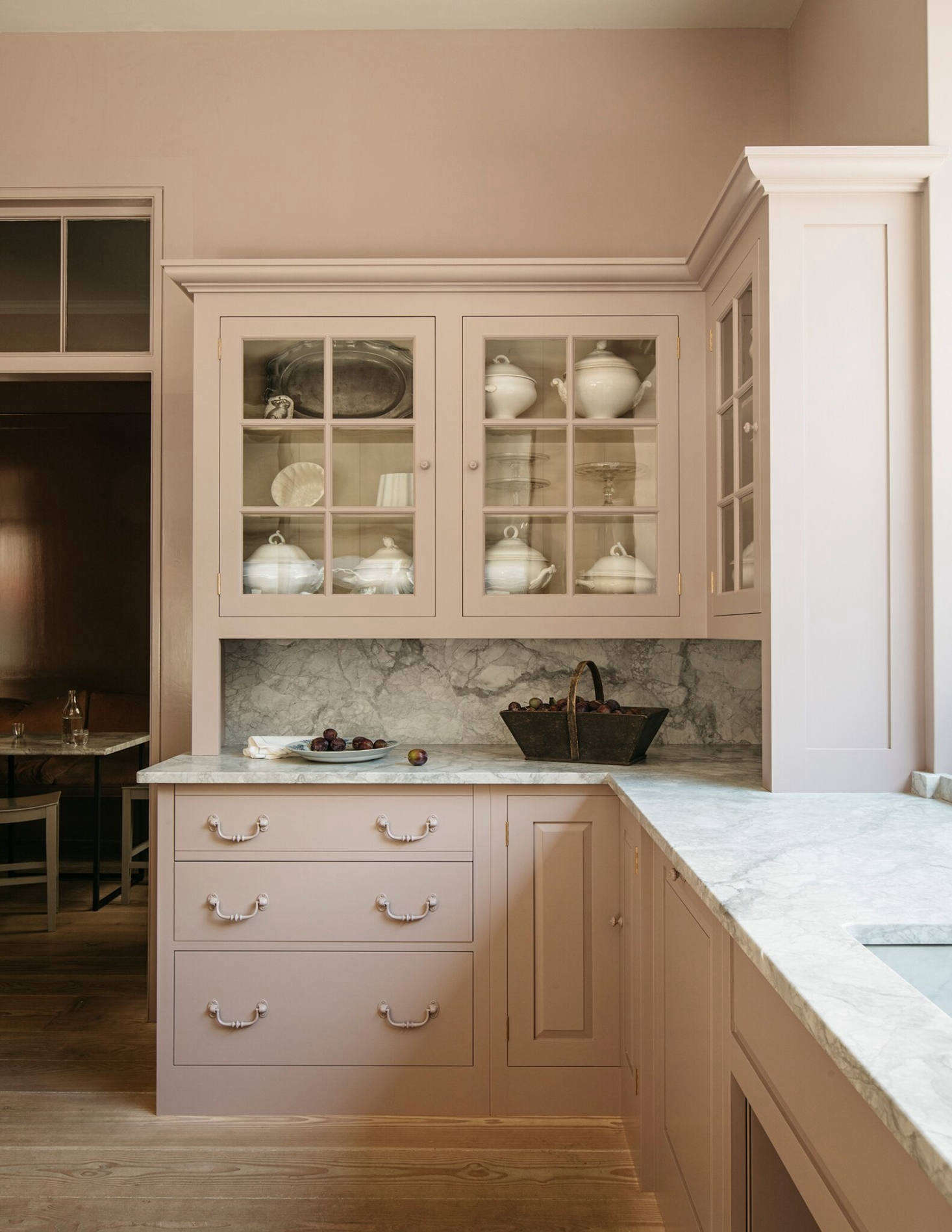 The cabinets in the Marylebone showroom are painted in Mouldy Plum, 