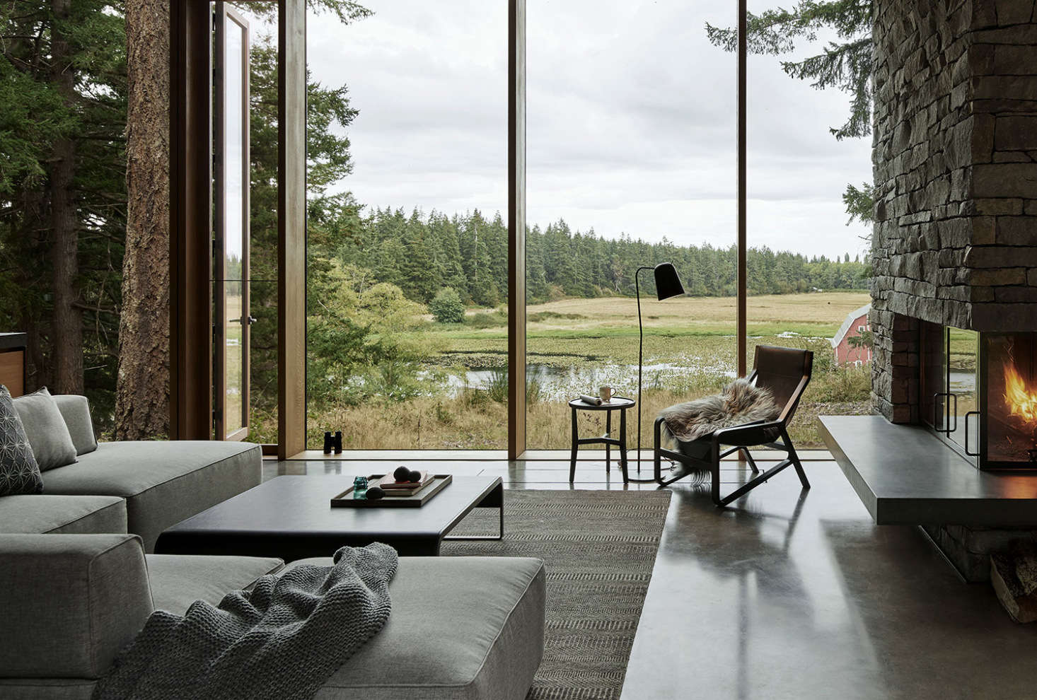 Views of the pond, red barn, and meadow where cattle (raised organically by the owners) graze, all on the owners
