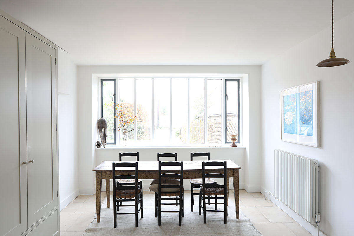 The clean-lined dining area. 